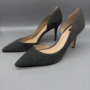 White House Black Market suede grey heels